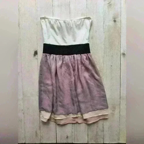 Charlotte Russe Strapless Color Block Empire Waist Mini Sheer Dress Size XS - Picture 4 of 6